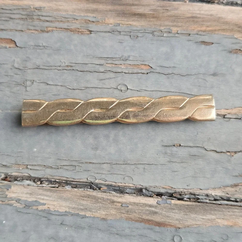 VTG Tie Clip Bar Gold Tone‎ Mens Braided Rope Twist Design Formal Jewelry 2 3/4